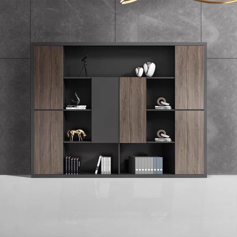 Office Filing Cabinet Walnut Wood Bookcase Board-Style Background Cabinet with Lock Storage Document Cabinet Drawer File Cabinet SC-A108