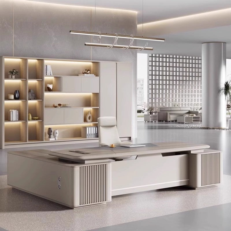 Executive Desk with Lacquer Finish, Minimalist Modern Light Luxury Presidential Desk, Manager Desk ED-A104