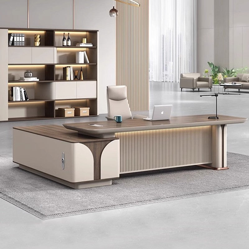 Office Desk, Boss Desk, Simple Modern Light Luxury High-End Desk and Chair Set, Lacquered Presidential Office Furniture, Executive Desk ED-A106