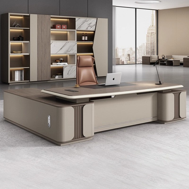 Office desk, boss's desk, simple modern lacquered executive desk, manager's desk and chair set, light luxury big desk ED-A109