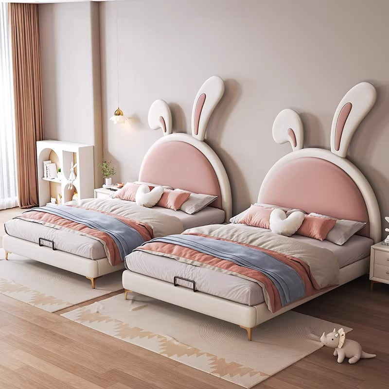 Cartoon Rabbit Toddler Bed Kids Girl Princess Bed Modern Minimalist Bedroom Single Solid Wood Bed SRC-A04