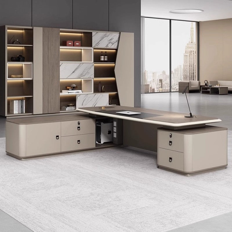 Office desk, boss's desk, simple modern lacquered executive desk, manager's desk and chair set, light luxury big desk ED-A109