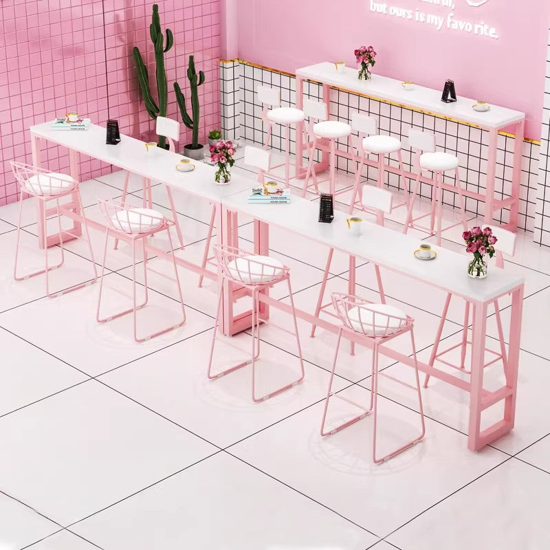 大理石吧台桌家用商用奶茶店桌椅子隔間陽台長條桌子高腳桌酒粉色MT-A24