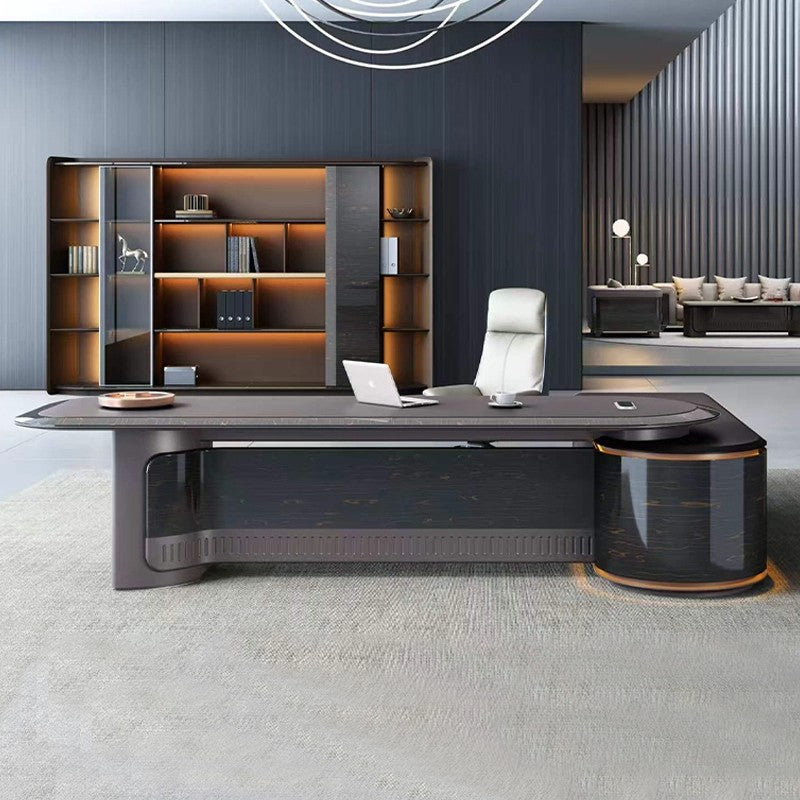 Light Luxury High-End Office Desk with Lacquer Finish, Executive Desk, Manager's Desk, Minimalist Modern CEO Desk ED-A114
