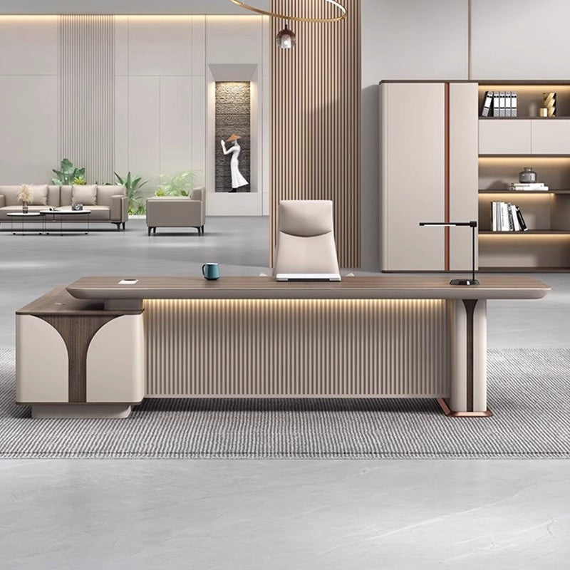 Office Desk, Boss Desk, Simple Modern Light Luxury High-End Desk and Chair Set, Lacquered Presidential Office Furniture, Executive Desk ED-A106