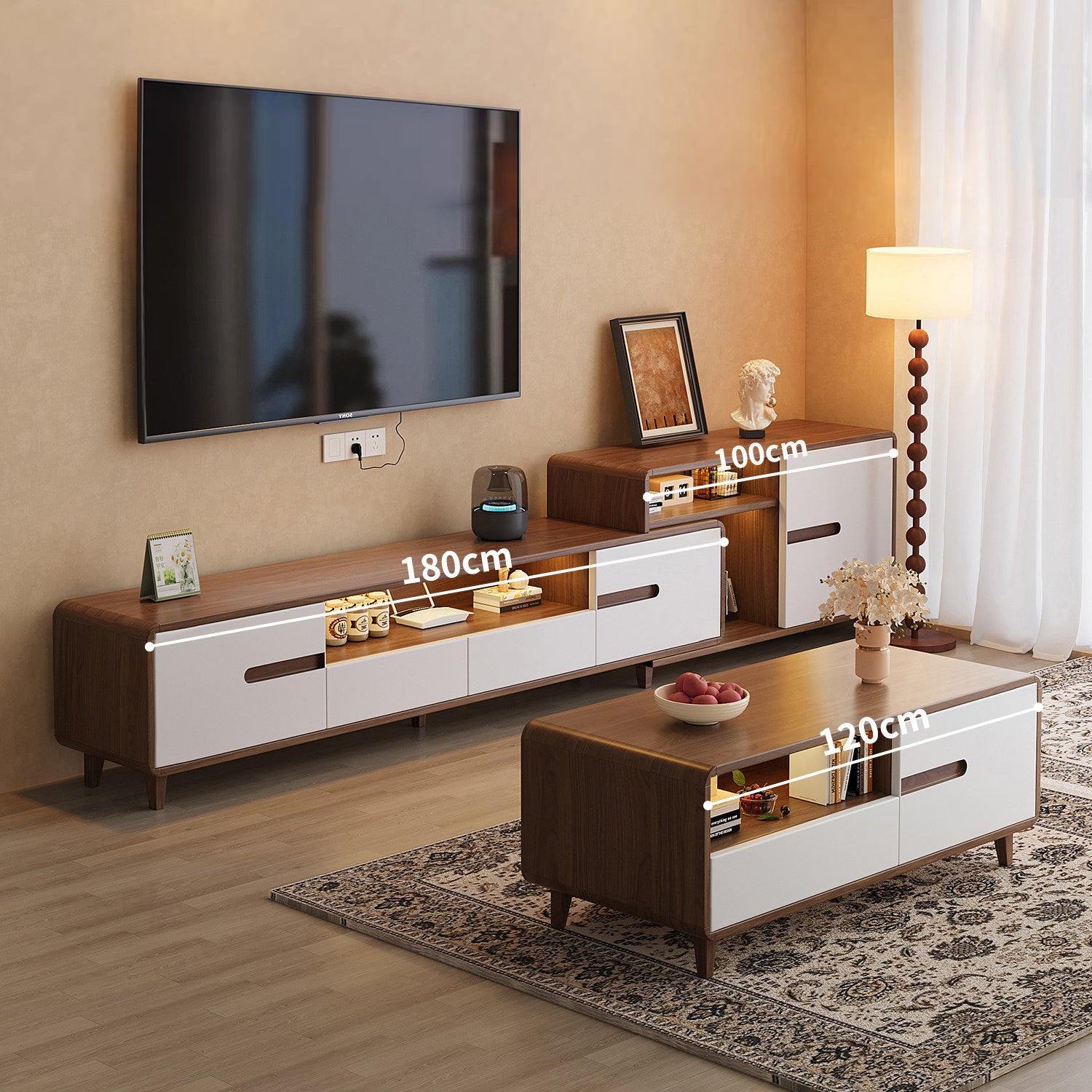 TV cabinet living room storage cabinet small apartment integrated retractable coffee table TV cabinet combination CJ-01