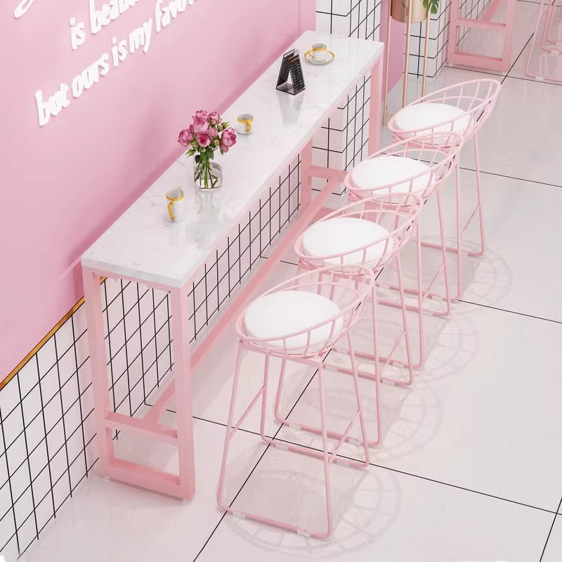 大理石吧台桌家用商用奶茶店桌椅子隔間陽台長條桌子高腳桌酒粉色MT-A24