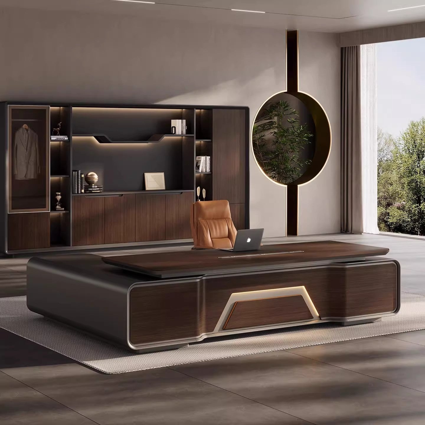 Executive Desk, President Desk, Italian Light Luxury Modern Chairman Office Desk, Executive Table, High-end Office Desk and Cabinet Combination ED-A129