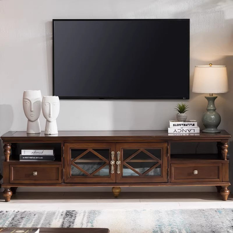 白蠟木實木電視櫃茶几組合美式客廳多功能影視櫃地櫃高低櫃小戶型CJ-A05