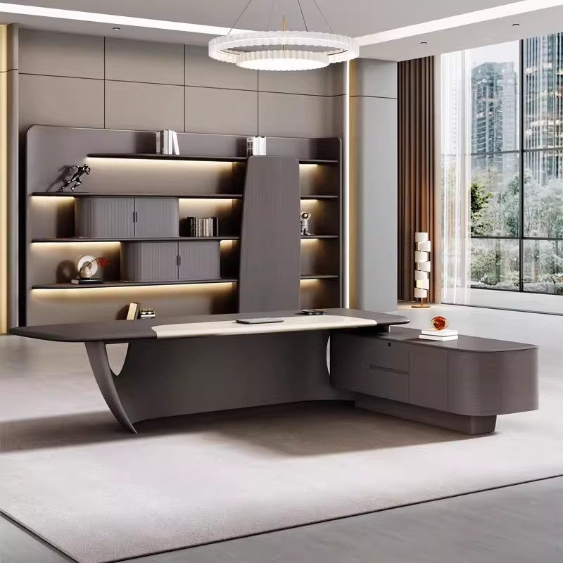 Executive Desk, Light Luxury, High-End Boss Desk, Leadership Office, Minimalist Modern Desk and Cabinet Set ED-A128