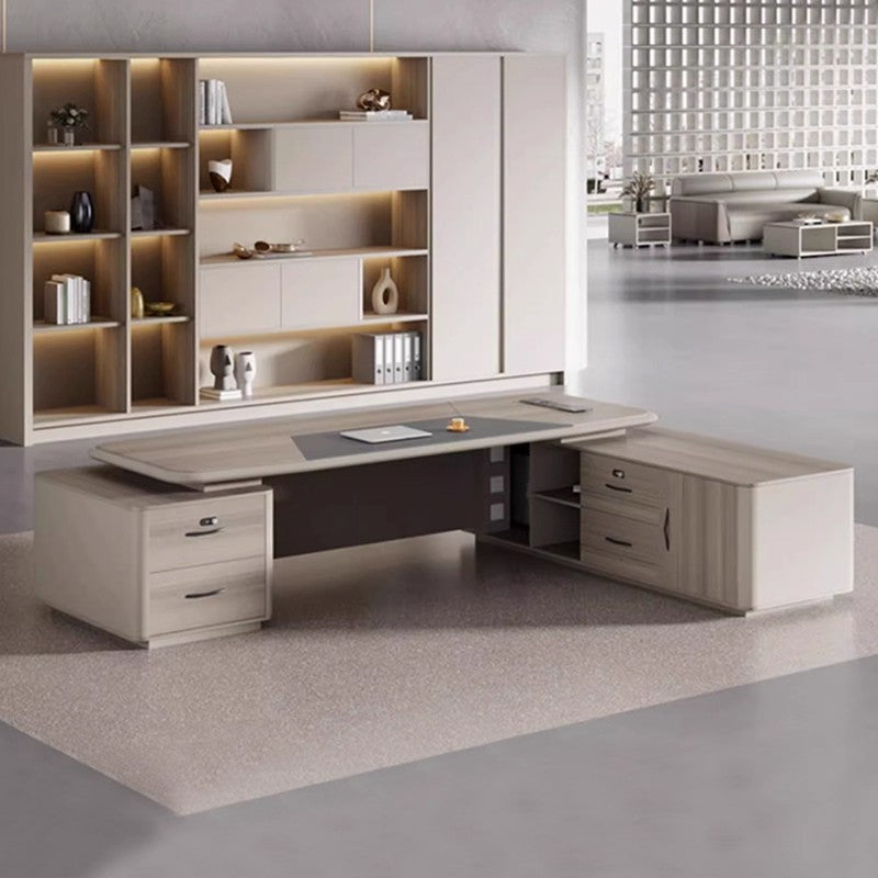 Executive Desk with Lacquer Finish, Minimalist Modern Light Luxury Presidential Desk, Manager Desk ED-A104