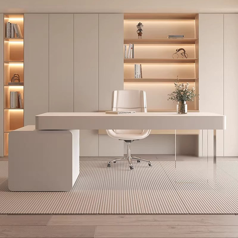 Cream Style Office Desk Minimalist Home Boss Writing Desk Beauty Salon Medical Aesthetics Consultation Table with Drawers Computer Desk ED-A136