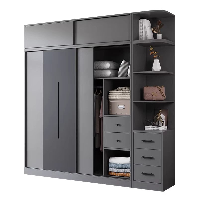 Wardrobe Household Bedroom Sliding Door Cabinet Simple Solid Wood Small Apartment Rental 2025 New Hot Style Wardrobe YTG-A01