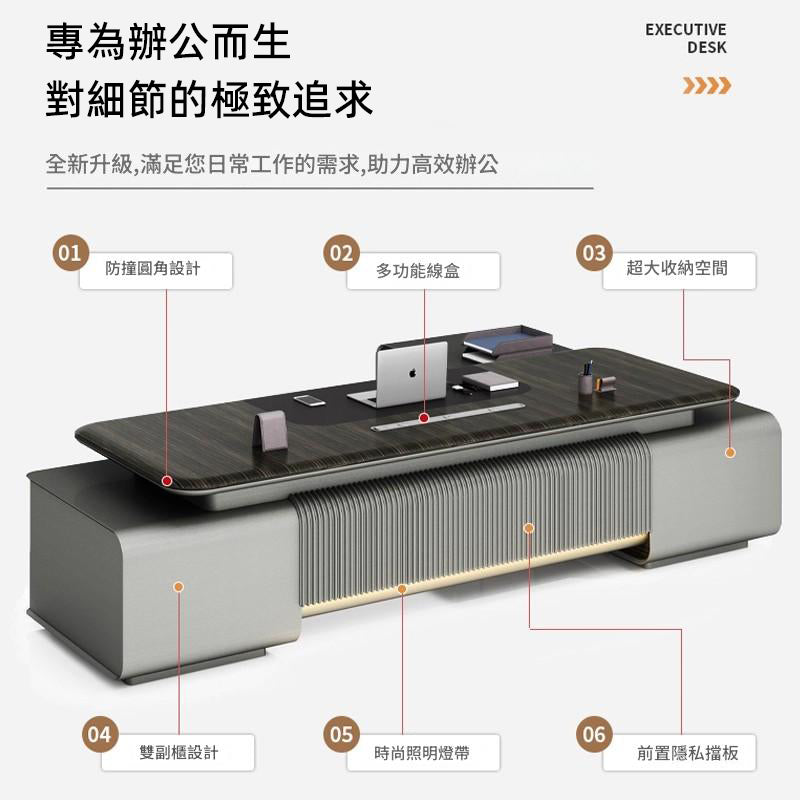 現代辦公桌老闆桌椅組合高級極簡黑檀木烤漆總裁桌董事長辦公室ED-A115