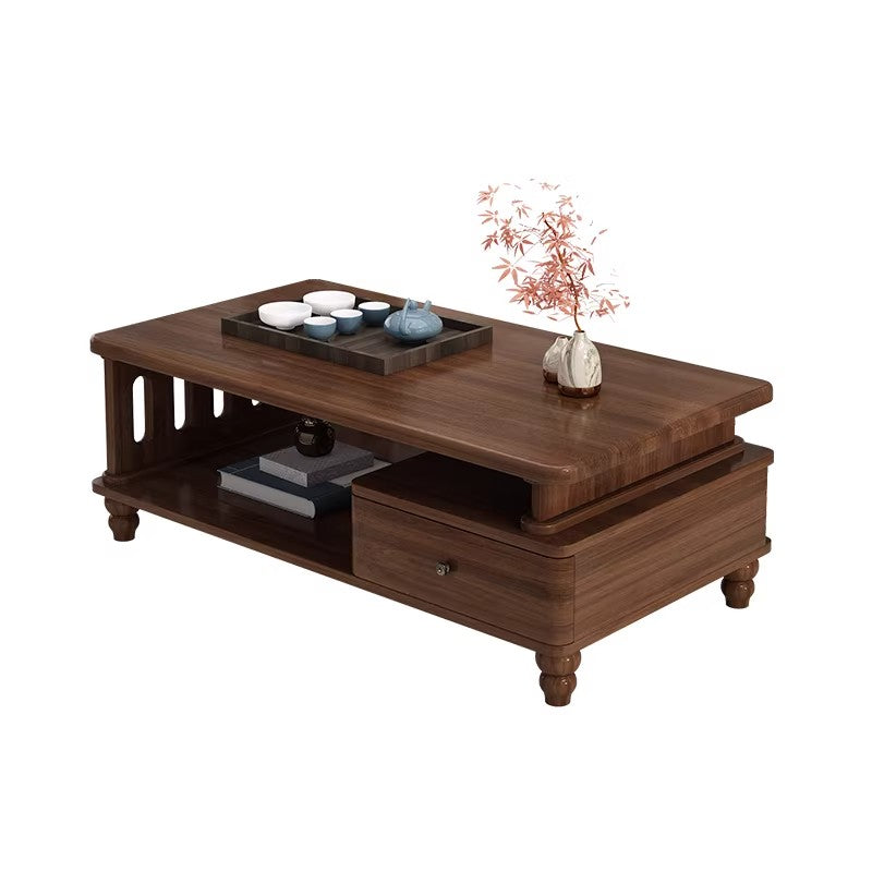 簡約全實木茶几客廳家用電視櫃組合附抽屜小戶型中式原木創意茶桌CJ-A02