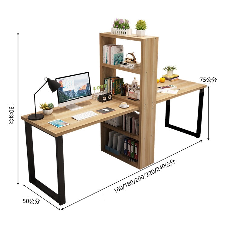 室內雙人電腦桌,附收納架,寬桌面,厚鋼架,防滑墊,簡約自然設計,可客製設計,CD-A17