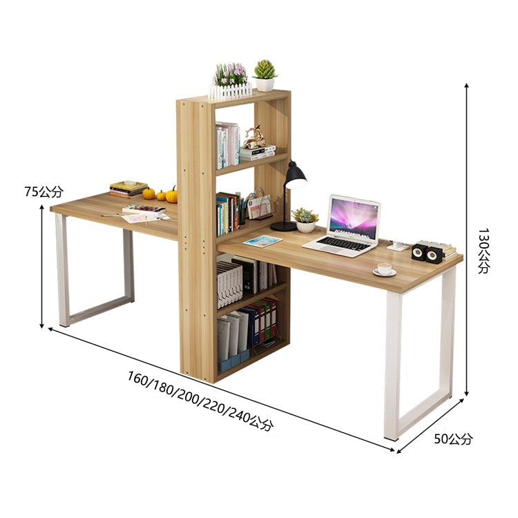 室內雙人電腦桌,附收納架,寬桌面,厚鋼架,防滑墊,簡約自然設計,可客製設計,CD-A17