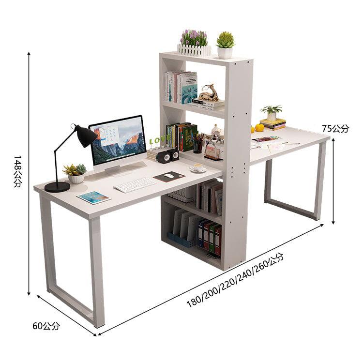 室內雙人電腦桌,附收納架,寬桌面,厚鋼架,防滑墊,簡約自然設計,可客製設計,CD-A17