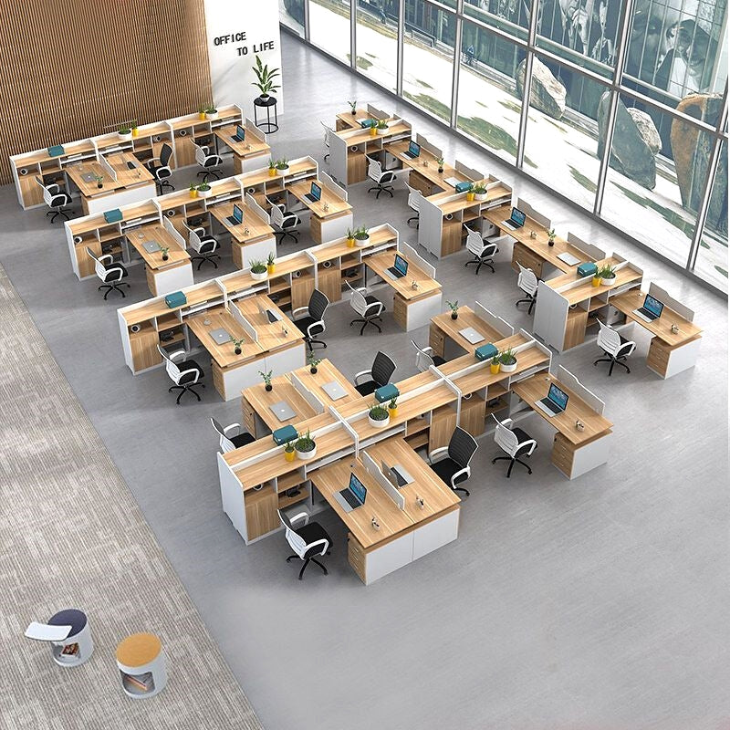 辦公桌,有側櫃的工作台,可上鎖,靜音滑軌,帶走線孔和頂板,OD-A14