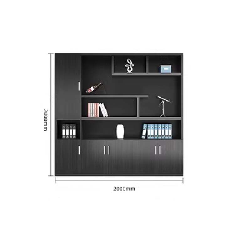 收納櫃分類收納文件櫃木質書櫃書架收納架辦公家具辦公室大容量收納空間黑色可客製化SC-A1