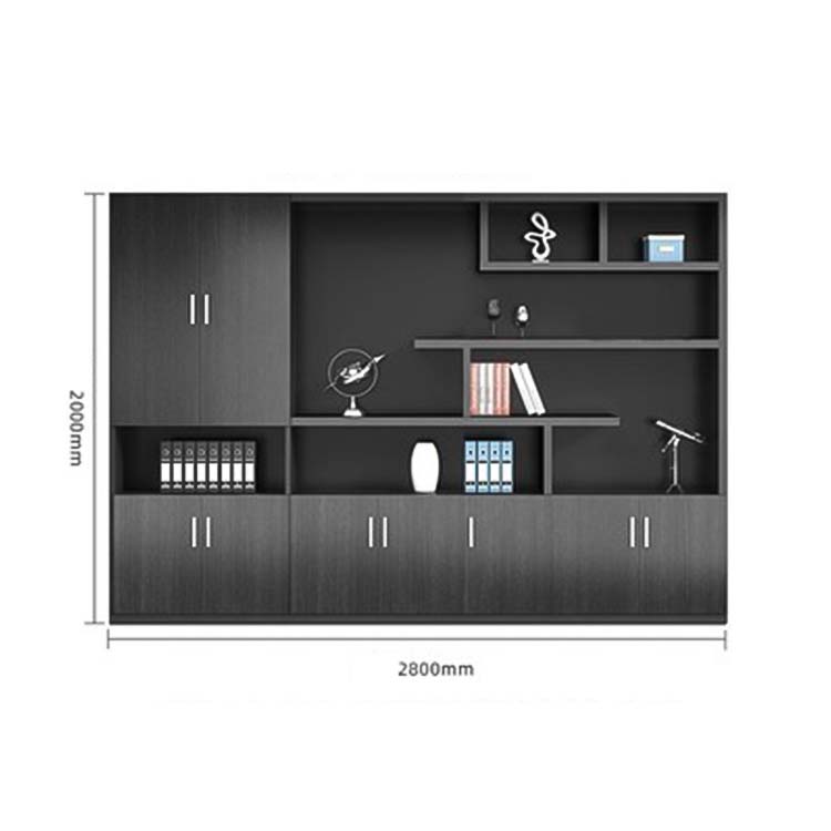 收納櫃分類收納文件櫃木質書櫃書架收納架辦公家具辦公室大容量收納空間黑色可客製化SC-A1