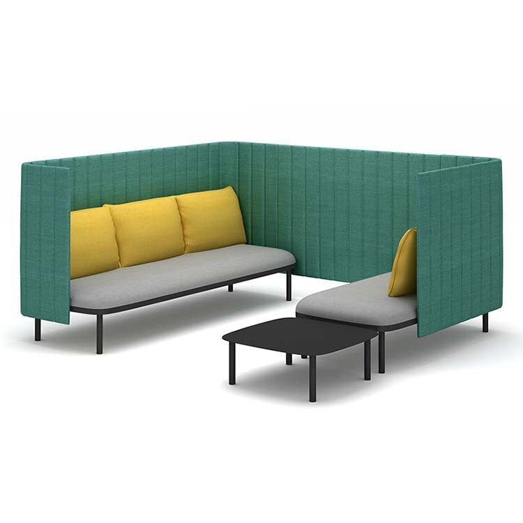 接待沙發、辦公沙發、板式沙發、布藝軟墊、板式結構、鋼製椅腳、高密度聚氨酯泡棉、簡約現代設計、藍色、可客製化、OS-A9