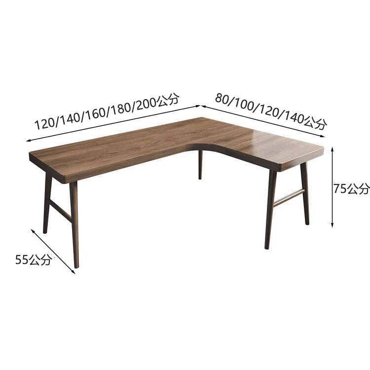 L型電腦桌,桌面寬大,厚實,天然松木實木,圓角,穩定,沉穩,簡約,可定制,CD-A13
