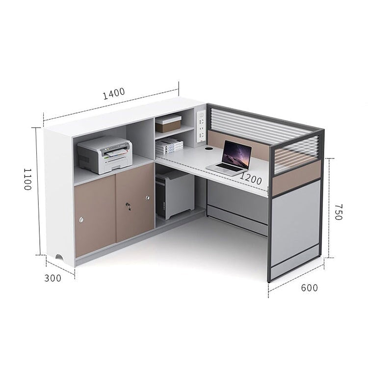 L型辦公桌,簡約設計,三聚氰胺貼面,無線充電器,桌面隔間,側櫃,簡約設計,白色,可客製化,OD-A1
