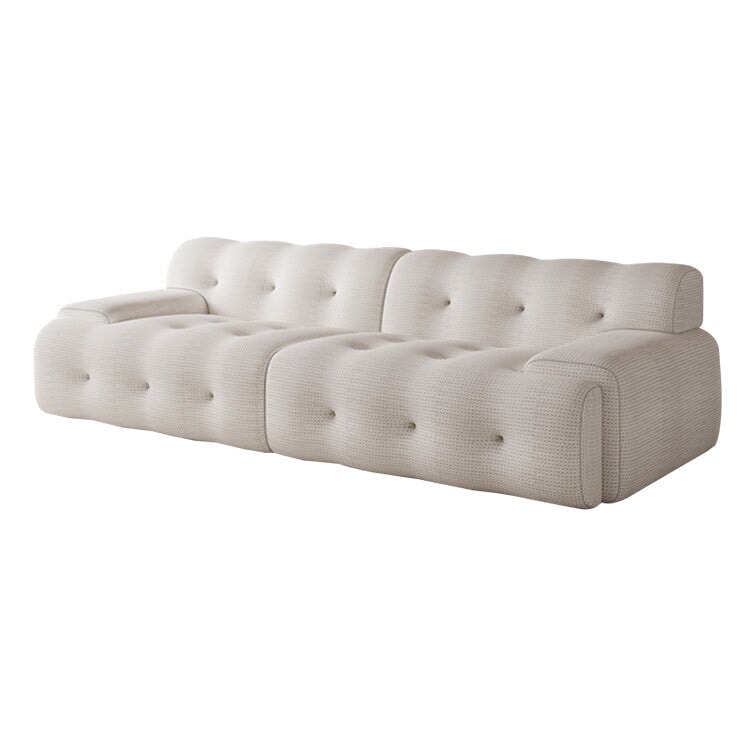 ファブリックソファ ワッフル生地 長持ちしやすい 高密度ウレタンフォーム 天然木フレーム シンプルモダン ホワイト カスタマイズ可能 SF-A2