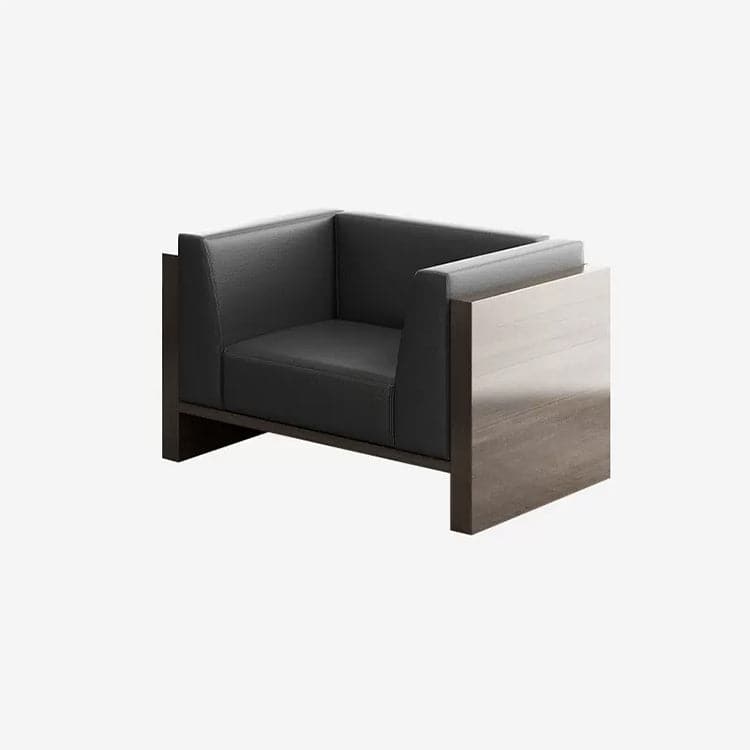 豪華商務沙發套裝,含茶几,採用皮革軟墊、納帕皮革、三聚氰胺貼皮、聚氨酯泡棉和木紋飾面。 OS-A4