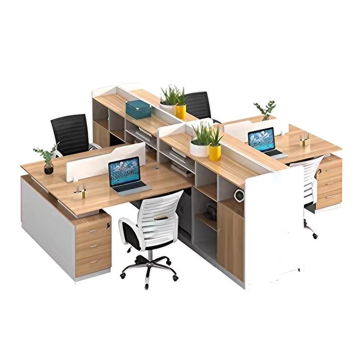 辦公桌,有側櫃的工作台,可上鎖,靜音滑軌,帶走線孔和頂板,OD-A14