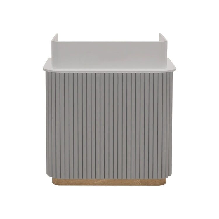 接待台、接待櫃檯、入口接待台、收銀台、辦公室接待台、三聚氰胺貼面、易於維護、環保材料、大容量儲物空間、帶抽屜、設計師款、RD-A43