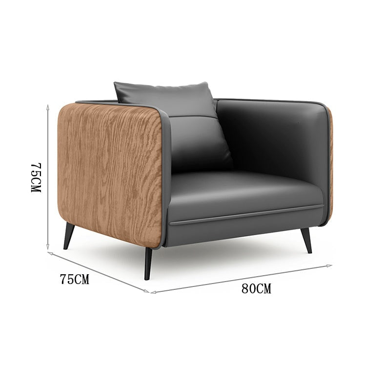 沙發、辦公沙發、接待沙發、接待區沙發、納帕皮革、高密度聚氨酯泡棉、簡約設計、鋼製椅腳、實木框架、灰色、可客製化、OS-A7