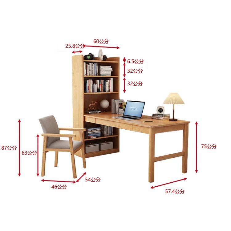 簡易單元桌,時尚附抽屜書桌,天然木邊加工,收納空間,實木,白色,書架,CD-A1