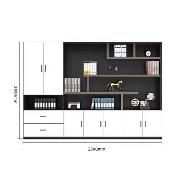 收納櫃分類收納文件櫃木質書櫃書架收納架辦公家具辦公室大容量收納空間黑色可客製化SC-A1