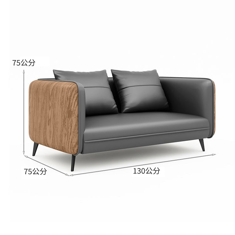 沙發、辦公沙發、接待沙發、接待區沙發、納帕皮革、高密度聚氨酯泡棉、簡約設計、鋼製椅腳、實木框架、灰色、可客製化、OS-A7