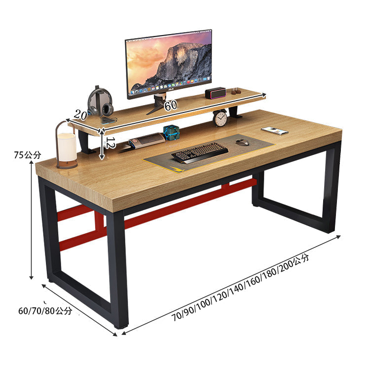 室內電腦桌,天然木材,寬頂,厚,顯示器架,碳鋼框架,堅固,口形,穩定,舒適,堅固,可定制,CD-A14