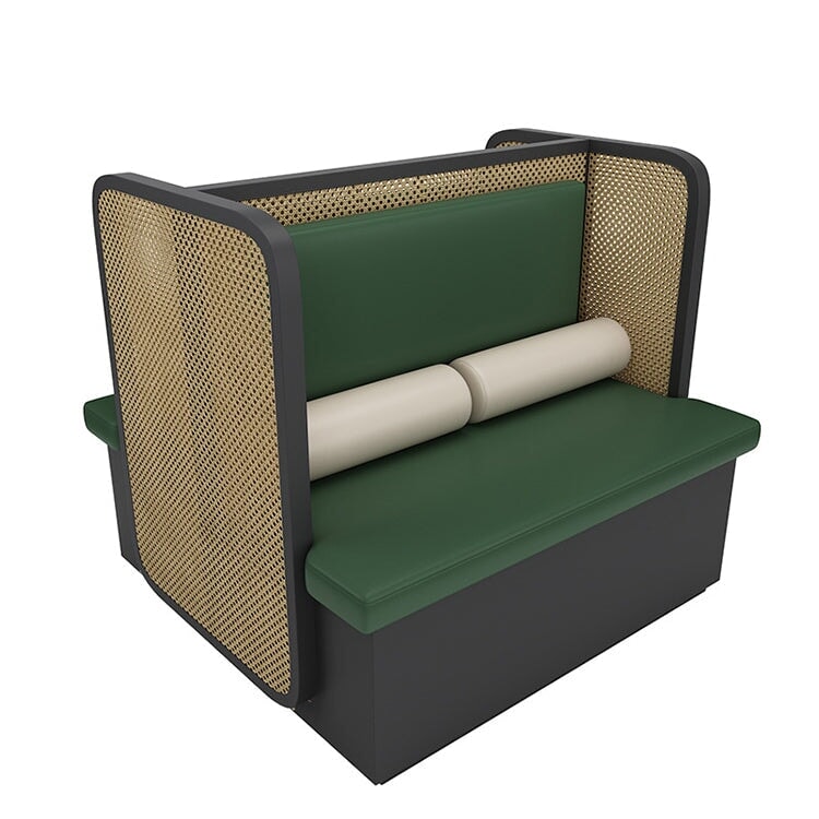 餐廳接待沙發套裝,採用PVC皮革軟墊和高密度聚氨酯泡棉填充。復古風格,綠色,可客製化。是餐廳和其他零售場所的理想選擇。 CT-A17