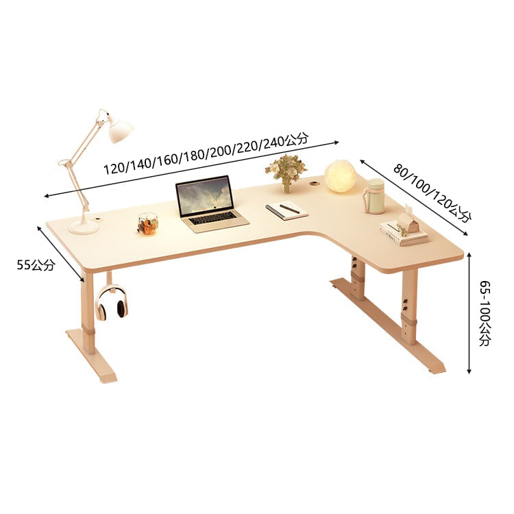 室內書桌,L型,寬檯面,高度可調,雙線孔蓋,儲物架,穿孔板,鋼架,圓角,穩定,耐用,簡單,易於使用,CD-A15