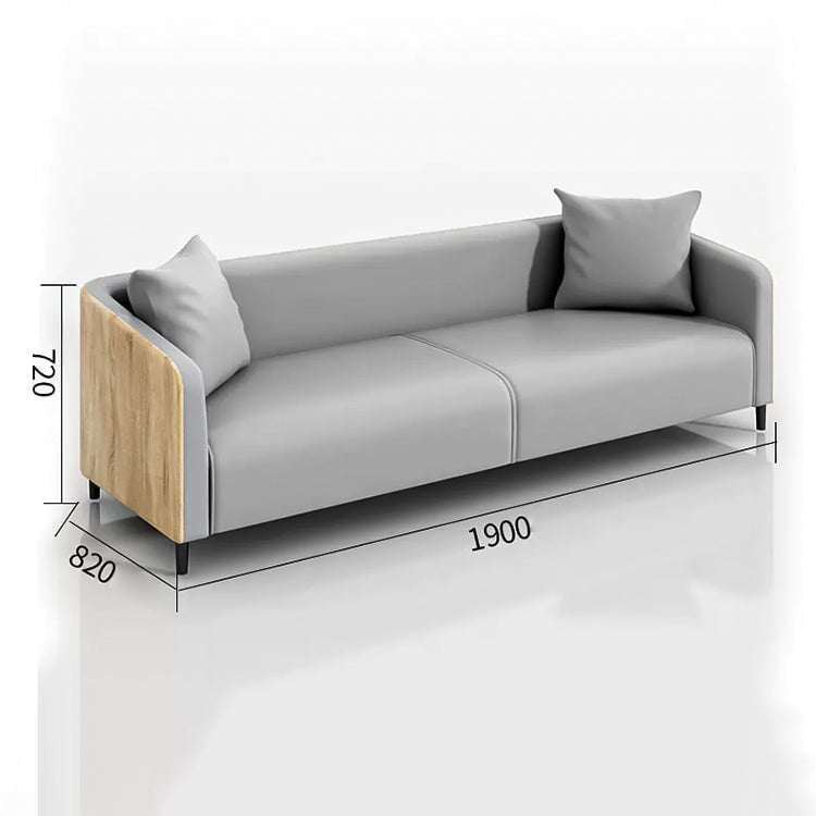 豪華接待沙發、辦公沙發、接待套裝,木紋合成皮革,碳鋼框架,S型彈簧,扶手,簡約設計,灰色,自然色,可定制,OS-A3