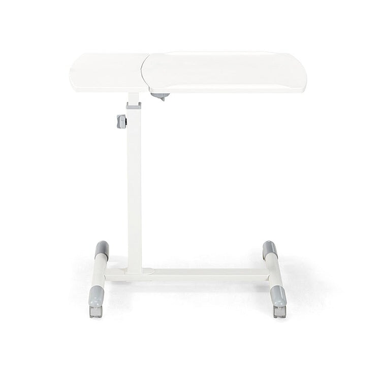 高度可調的辦公桌,辦公桌,四檔高度可調,旋轉頂部,防傾倒,圓角,緊湊,節省空間,可移動,腳輪,易於使用,實用,簡約,白色,HAD-A1