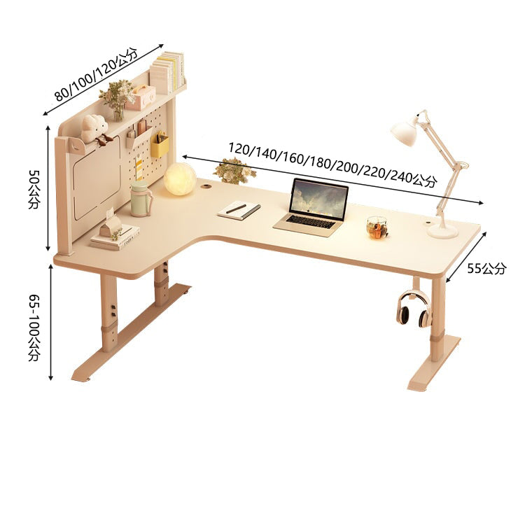 室內書桌,L型,寬檯面,高度可調,雙線孔蓋,儲物架,穿孔板,鋼架,圓角,穩定,耐用,簡單,易於使用,CD-A15