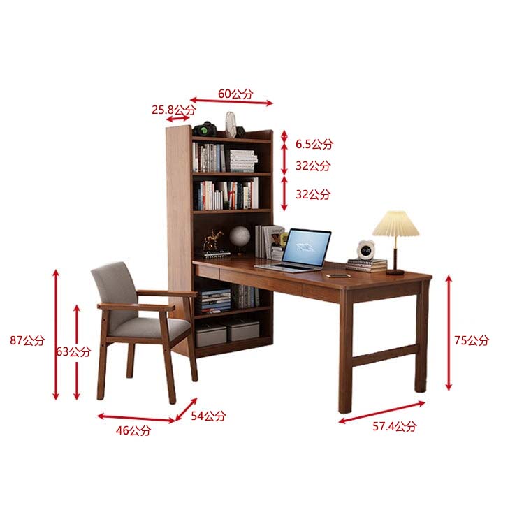 簡易單元桌,時尚附抽屜書桌,天然木邊加工,收納空間,實木,白色,書架,CD-A1
