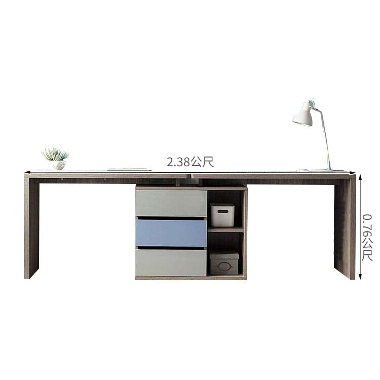 時尚辦公桌,三聚氰胺貼面工作台,可伸縮桌面,側櫃,分類儲物空間,抽屜,開放式儲物空間,黃色,OD-A4