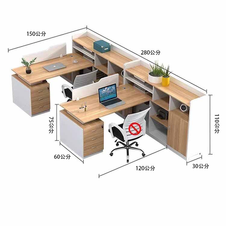 辦公桌,有側櫃的工作台,可上鎖,靜音滑軌,帶走線孔和頂板,OD-A14