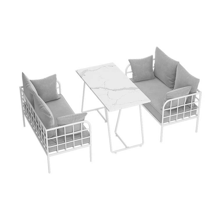 商用餐桌椅套裝,大理石紋理,單人或雙人座,高密度聚氨酯泡沫,簡約設計,白色或灰色,可定制,CT-A20