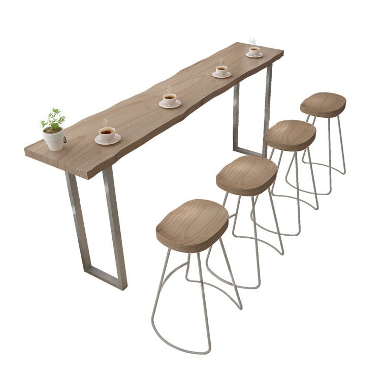櫃檯桌、餐桌、自然、自然品味、簡約現代、鋼腿、厚重桌面、自然、可自訂、BT-A10