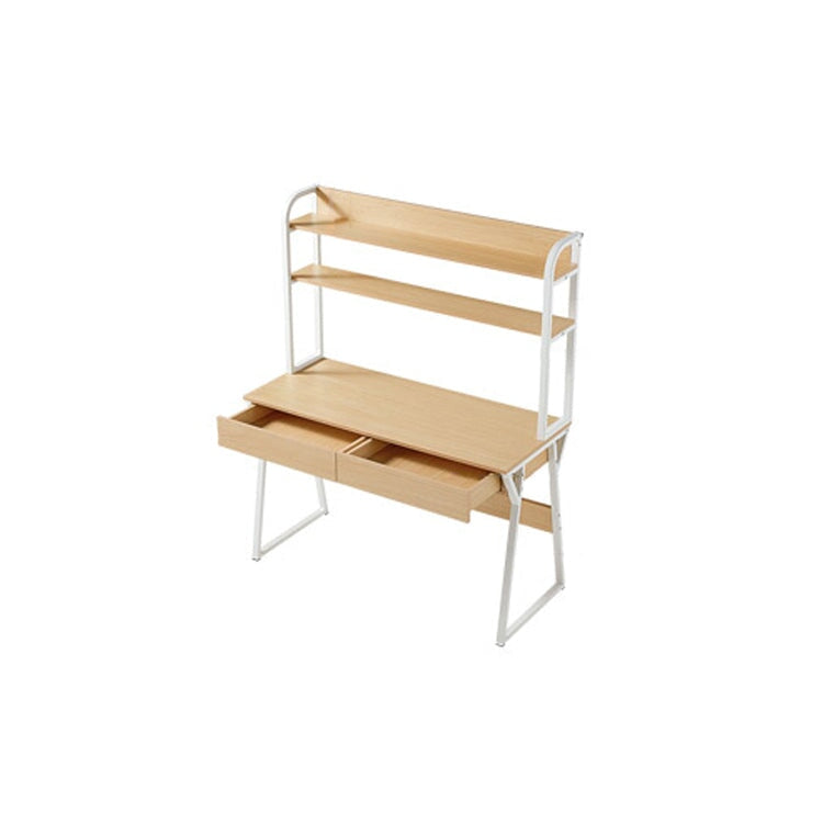 書桌、收納架、架子、抽屜、三聚氰胺貼面、鋼製、緊湊、自然、白色、簡約、CD-A4