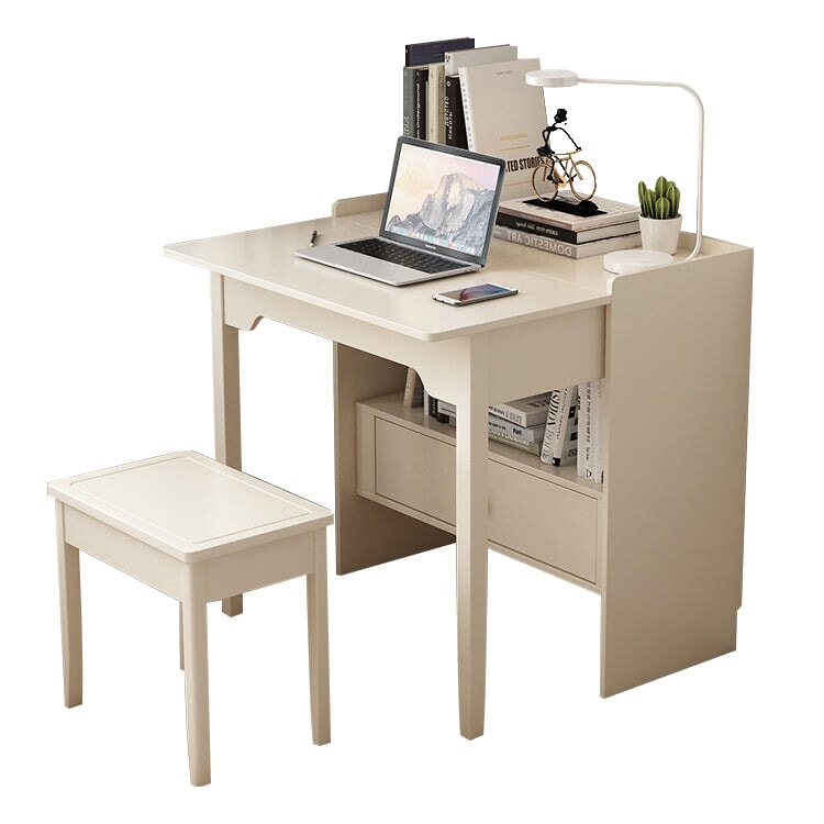 折疊式蝴蝶辦公桌,緊湊,節省空間,儲物空間,抽屜,踢腳板清理設計,天然木框架,抗扭曲,白色,CD-A6