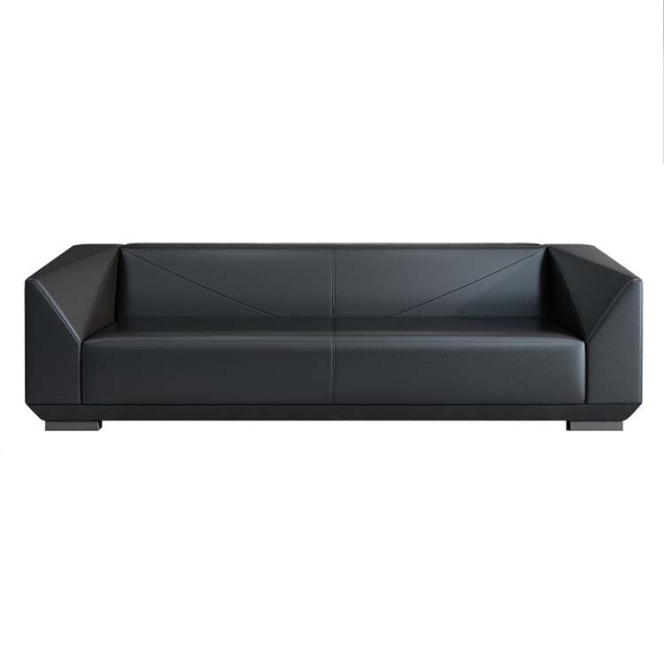 接待沙發,真皮沙發,辦公沙發,接待沙發,真皮軟墊,PVC皮革面料,天然木框架,沙發腿,簡約風格,黑色,可定制,OS-A13